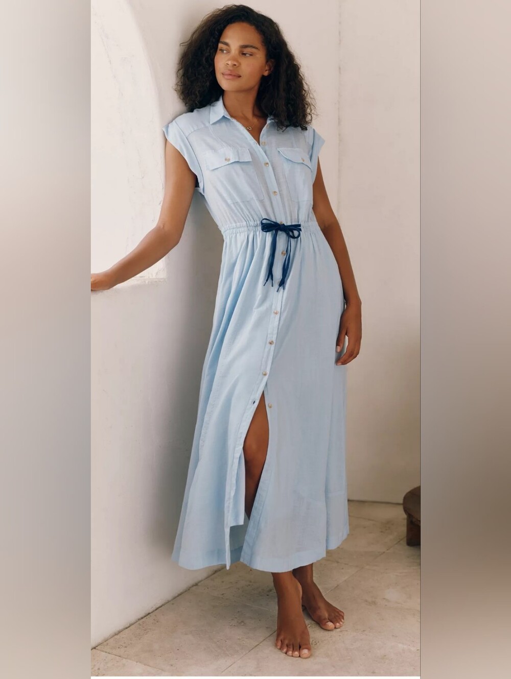 Celandine Anthropologie Blue Maxi Dress Open Back Large NWT Resort Tropical